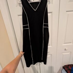 White House Black Market Black Dress with White Accents Size 14